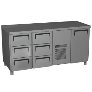 Стол холодильный среднетемпературный Carboma T70 M3-1 (3GN/NT Carboma) без борта (0430-1 корпус нерж 1 дверь, 6 ящ)