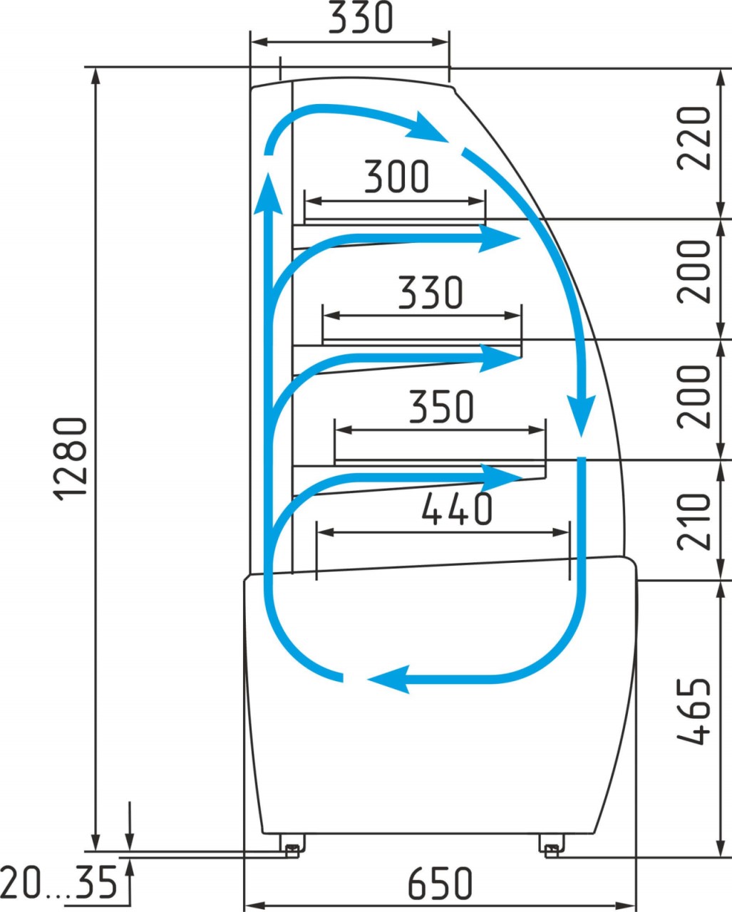 Витрина кондитерская Carboma K70 ВХСв-1,3д (K70 VH 1,3-1 LIGHT FLANDRIA) для шоколада - Изображение 10